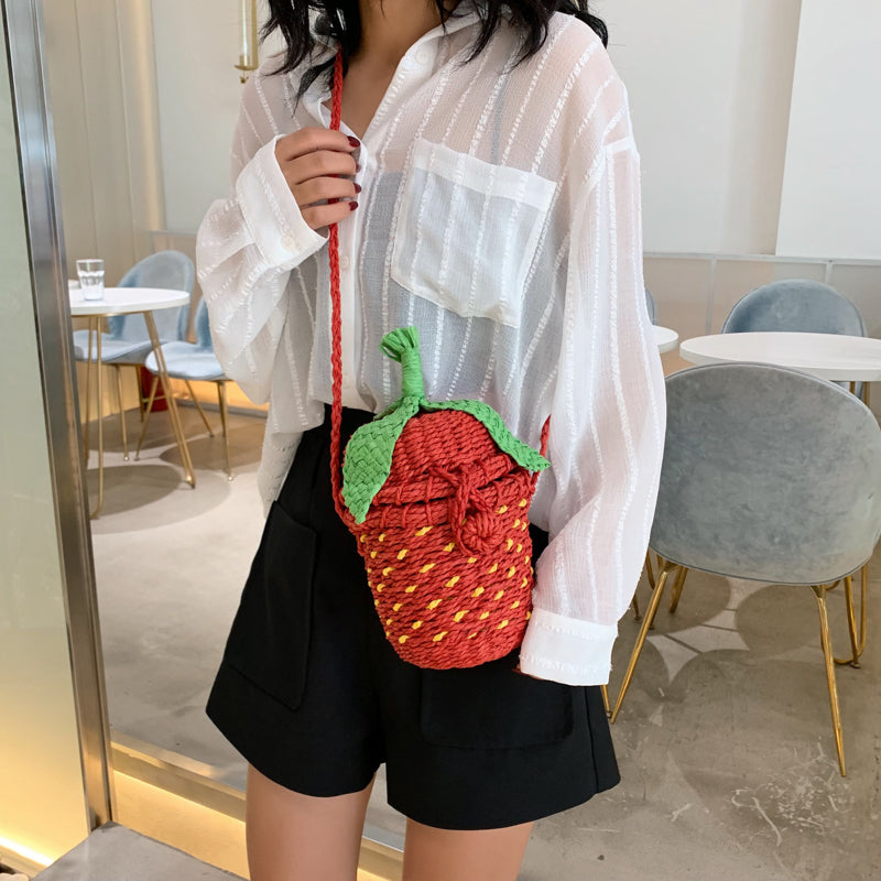 Women's Strawberry Straw Crossbody Bag