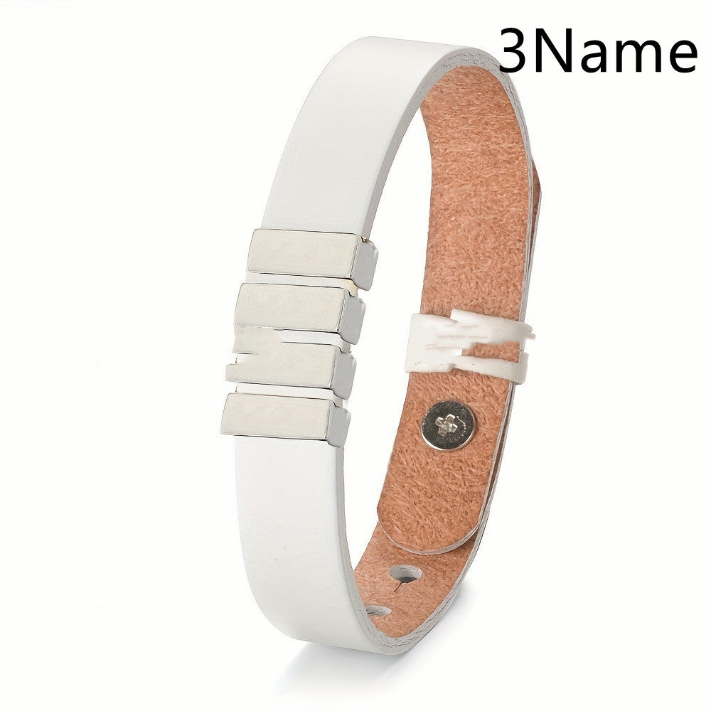 Men's Leather Personalized Name Bracelet