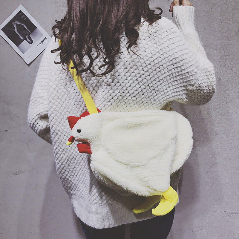 Cute Cartoon Plush Chicken Shoulder Bag for Girls