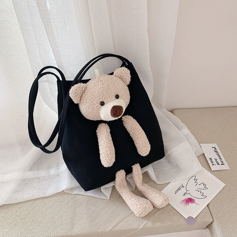 Trendy Cute Bear Shoulder Bag - Large Capacity Canvas