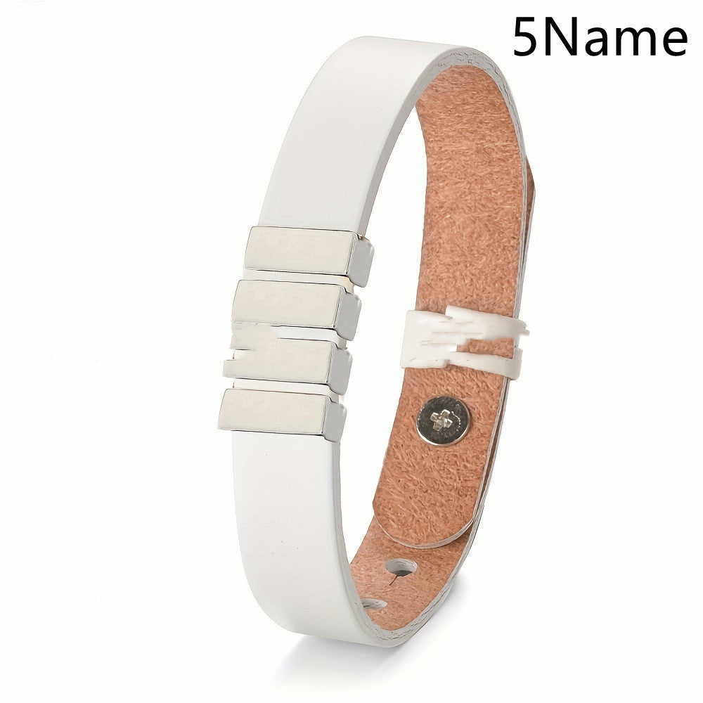 Men's Leather Personalized Name Bracelet