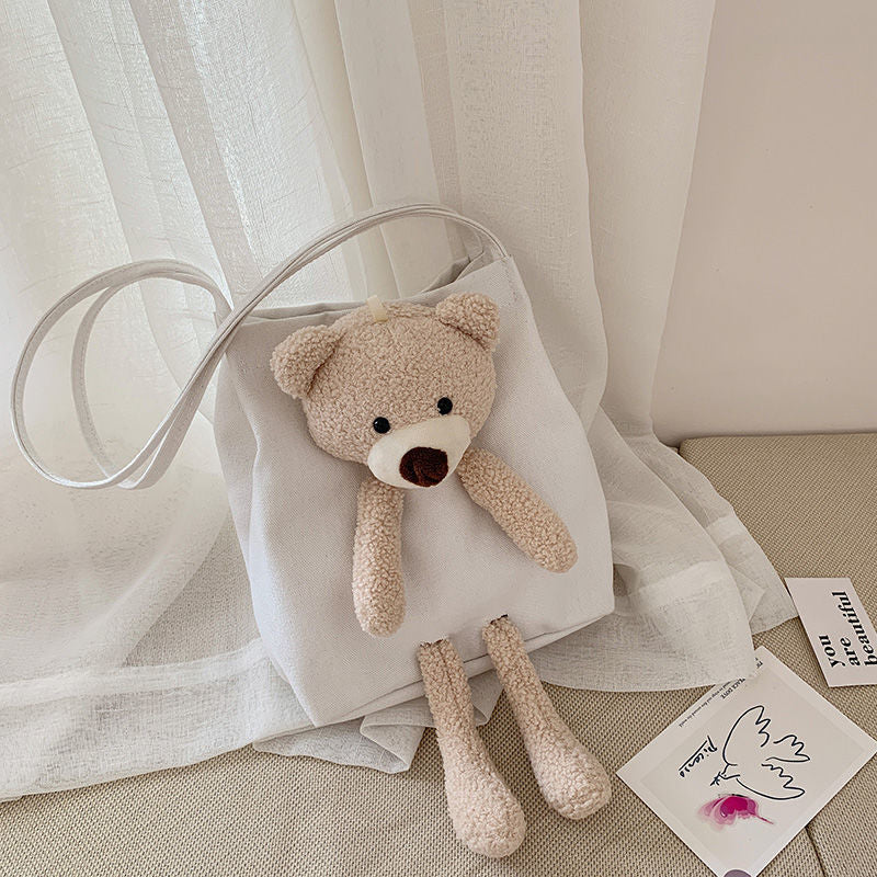 Trendy Cute Bear Shoulder Bag - Large Capacity Canvas