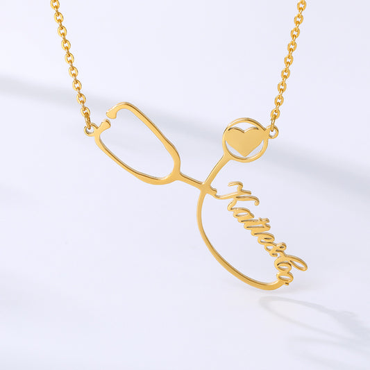 Custom Gold-Plated Stethoscope Pendant Necklace