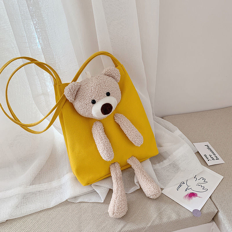 Trendy Cute Bear Shoulder Bag - Large Capacity Canvas