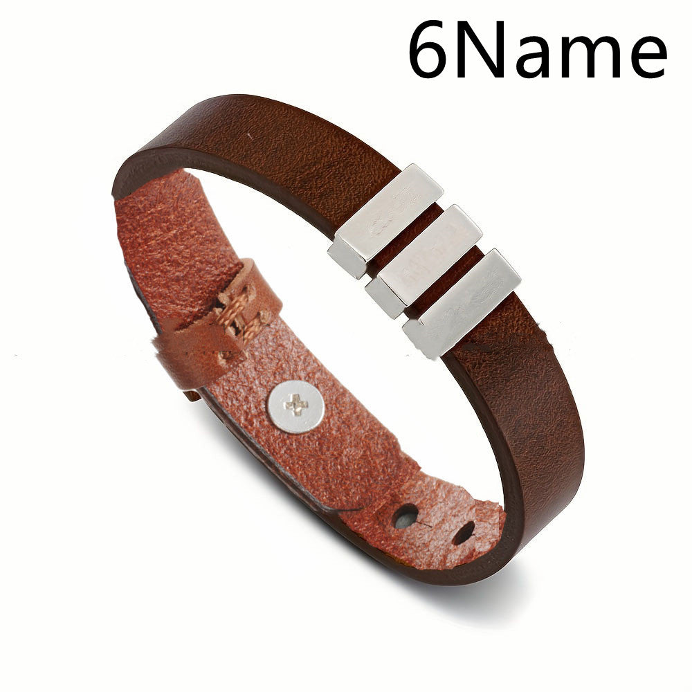 Men's Leather Personalized Name Bracelet