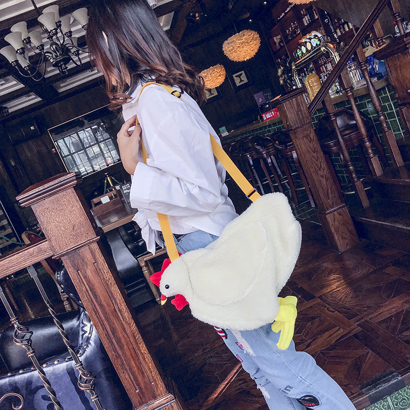 Cute Cartoon Plush Chicken Shoulder Bag for Girls