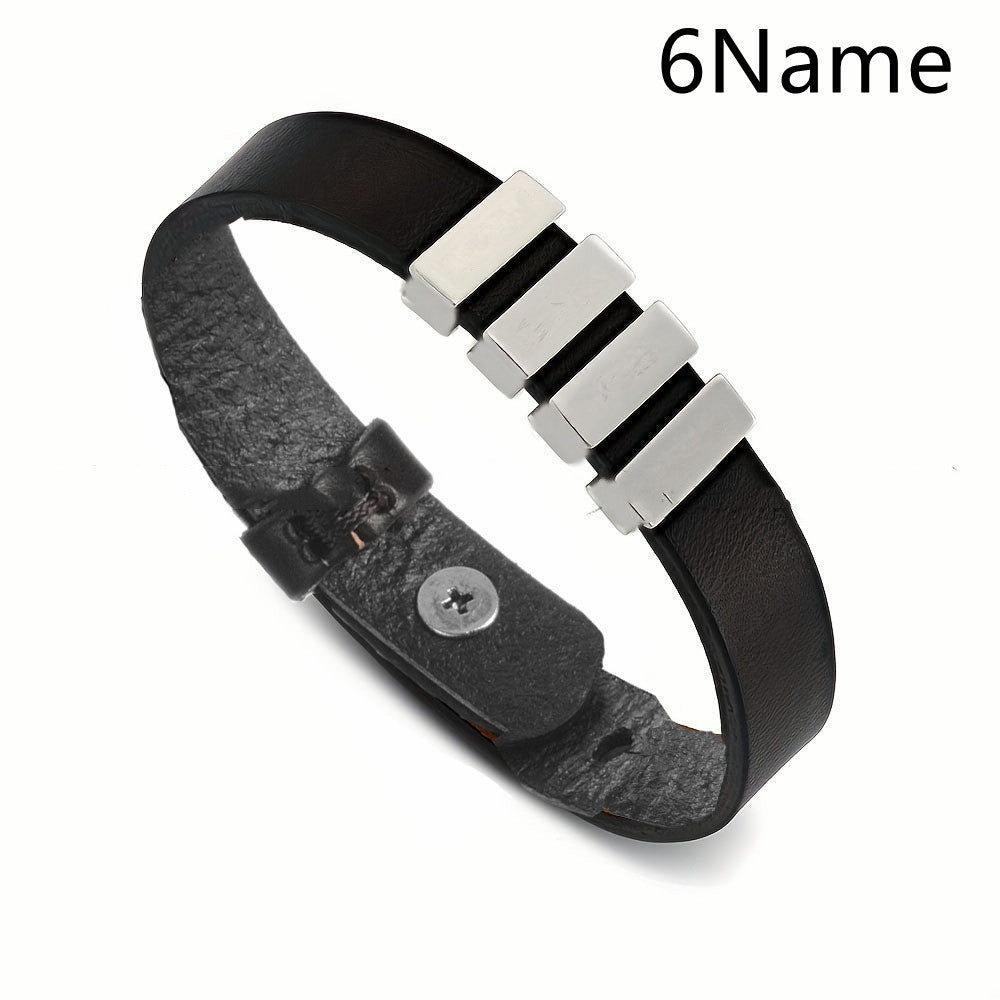 Men's Leather Personalized Name Bracelet