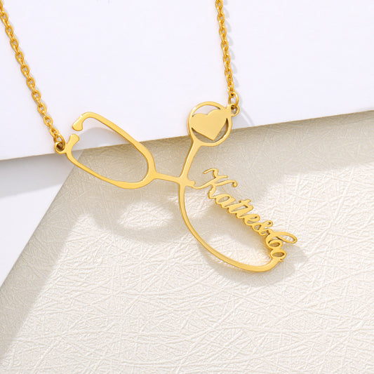 Custom Gold-Plated Stethoscope Pendant Necklace
