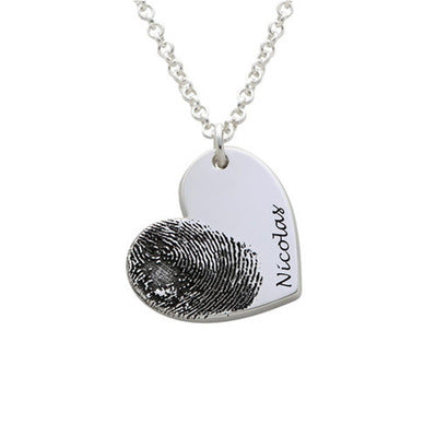 Custom Fingerprint Heart Titanium Pendant Necklace